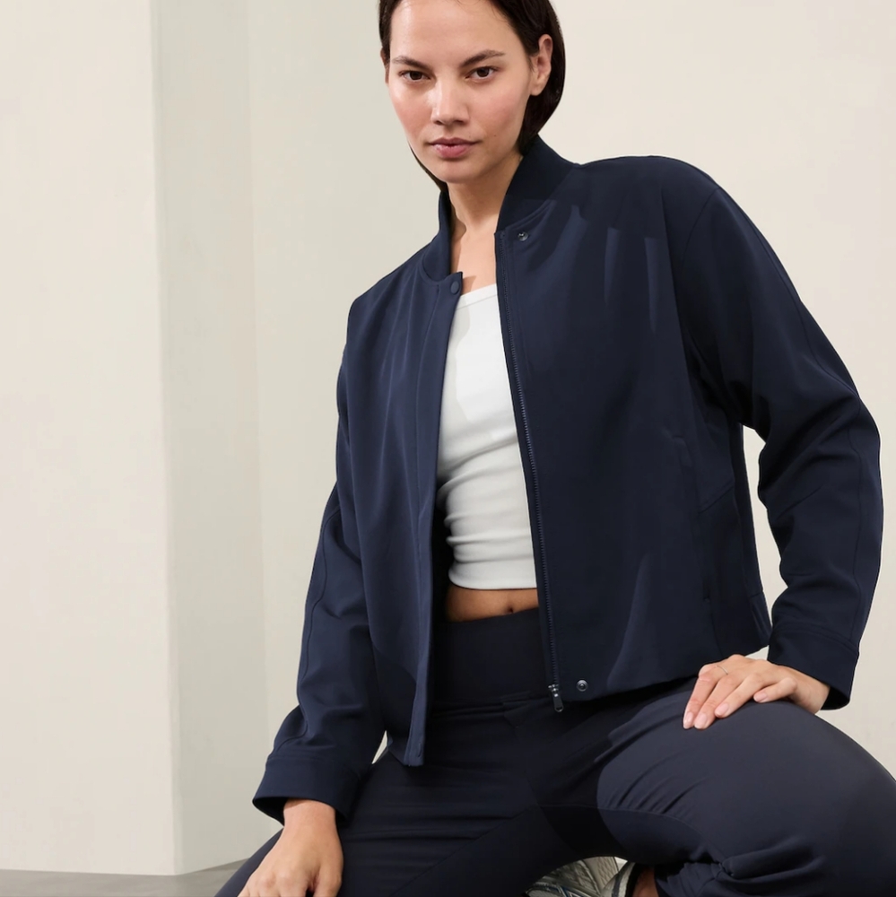 NWT Athleta Endless Bomber Jacket Navy S